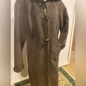 LL bean ladies long hooded faux fur coat